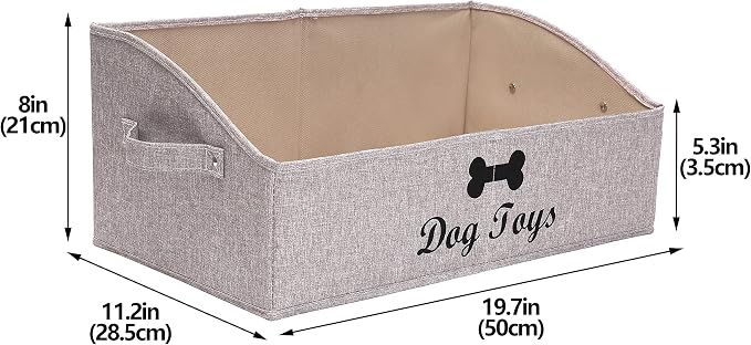 Morezi Dog Toy Box: Storage Basket for Organizing Pet Toys, Blankets & Accessories in Living Room, Playroom, Closet or Shelf - Snow Brown