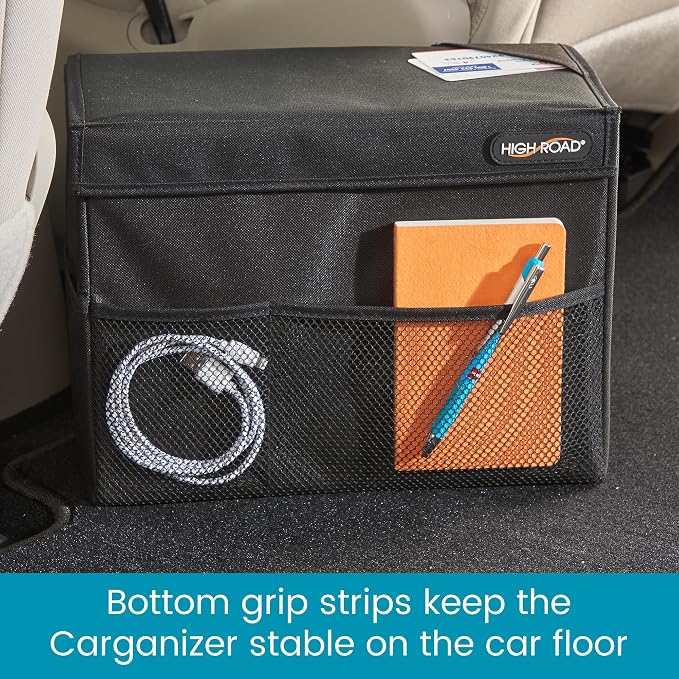 Carganizer Car Storage Bin with Lid for Front Seat, Back Seat or Trunk | Multipurpose Compact Car Organizer Holds Driving Essentials, Paperwork, Cleaning Supplies, Road Trip and Pet Needs