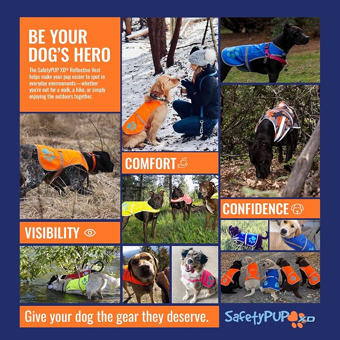 Blaze Orange Dog Vest. Reflective High Visibility in Hunting & Wooded Areas