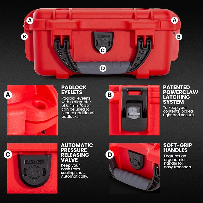 NANUK 904 Waterproof First Aid Kit 110pcs – Durable, Pre-Stocked First Aid Emergency Kit with Bandages, Tick Removal Tool, and More – Dustproof, Impact-Resistant, Floats (10.2" x 7.9" x 4.5") – Red