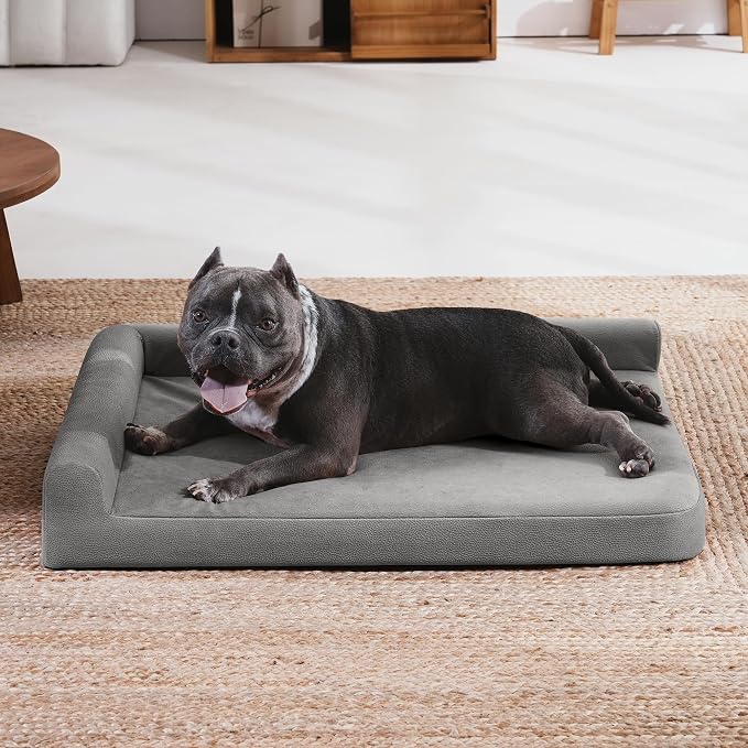 Gel Memory & High-Density Foam Orthopedic Dog Bed 35x27x6 Medium | | Double Waterproof Cover | Machine Washable | Non-Slip Base | Fur-Resistant Tech Fabric