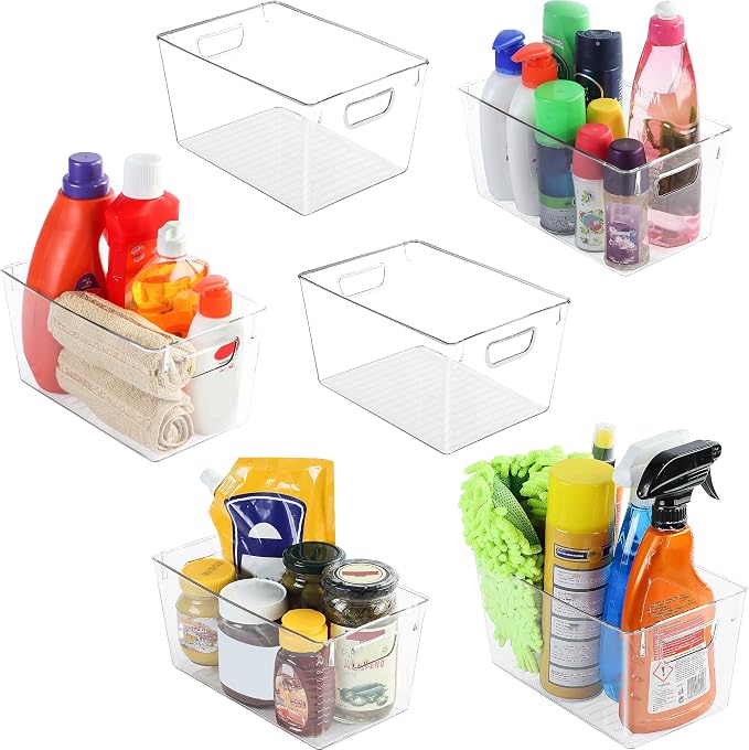 Utopia Kitchen Clear Organizer or Storage Bins - 6 Pack Pantry Organizers and Storage Bins - Medium Clear Storage Containers for Organizing Fridge, Kitchen Organization