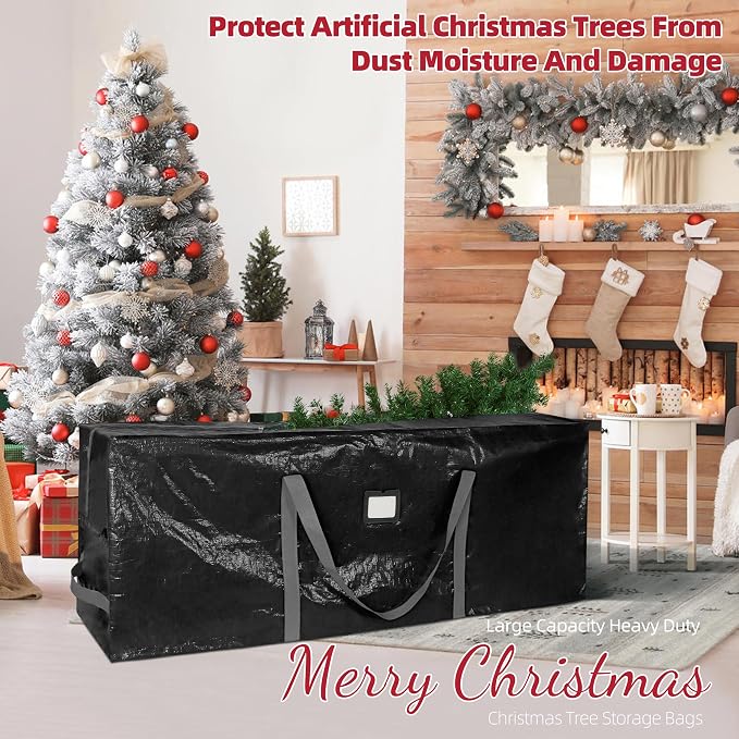 Large Christmas Tree Storage Bag Heavy Duty 7.5 Ft (Black) | Protects From Moisture & Dust, Holiday Storage, Alternative To Tree Storage Box