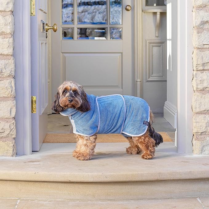 Lucky Pooch® Dog Robe - Luxurious Dog Bathrobe - Ultra Absorbent Dries Your Dogs in Minutes! Double-Layer, Super Soft Towel and Bath Robe All in One (XXS, Petrol Blue)