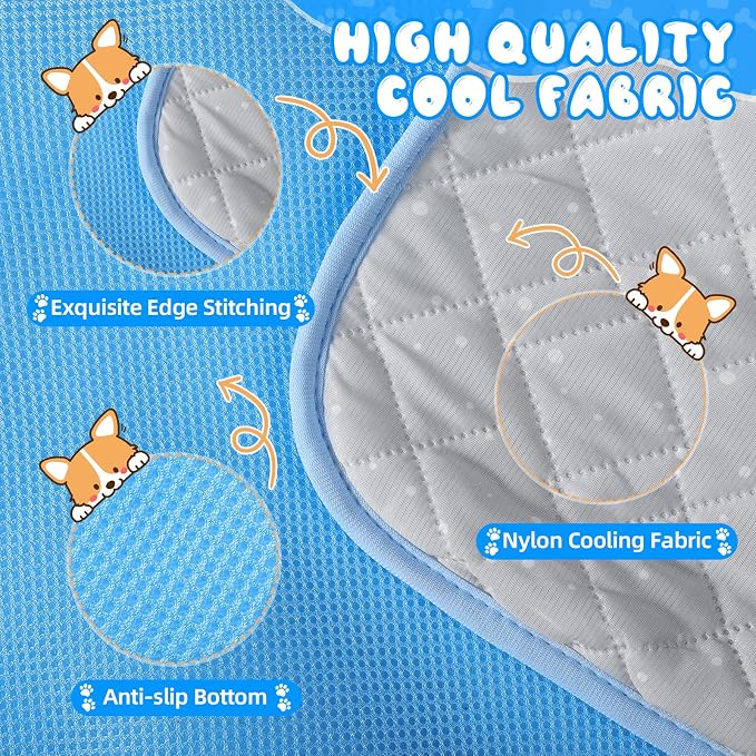 Nuanchu 4 Pack Dog Cooling Mat for X-Large Dogs, 39'' x 59'' Self Cooling Dog Pad with Storage Bags Pet Bed Blanket for Dogs, Breathable & Washable for Summer Indoor Outdoor Crate Car Seat Travel