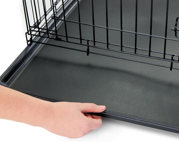 Carlson Pet Products Double Door Metal Dog Crate with Divider, Extra-Large 48" Dog Crate for Large Dogs, Foldable Collapsible Dog Kennel with Removable Tray, Wire Dog Cage for Training & Travel