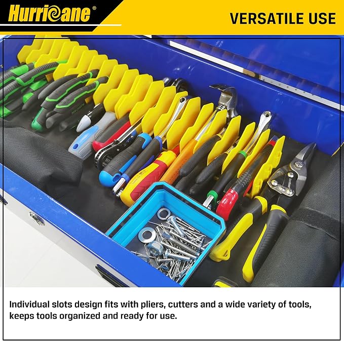 HURRICANE 2-Pack Plier Organizer Rack, 20-Slot Tool Box Organizer with Non-Slip Base, Extendable Drawer Storage for Pliers, Cutters & Hand Tools, Fits 3" High Drawers, Toolboxes and Workbenches