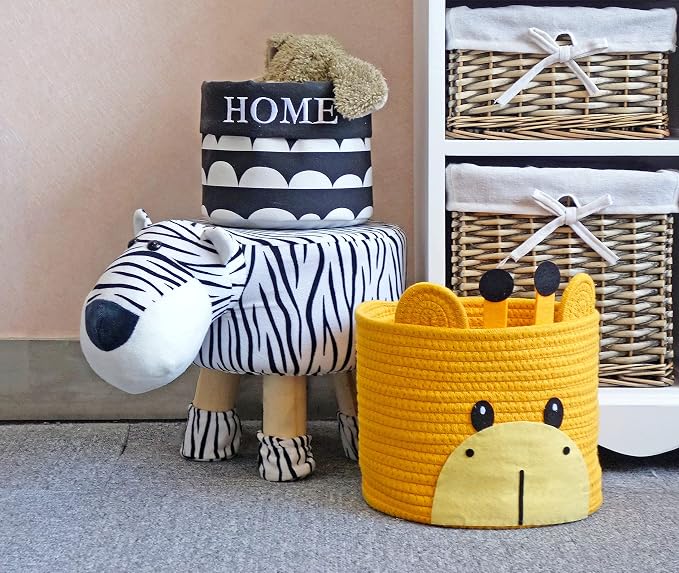 T&T Homewares Small Giraffe Baskets for Baby Diaper Organizer, Nursery Storage Room Decor, Kids Room Organizer, Cat Dog Toy Storage