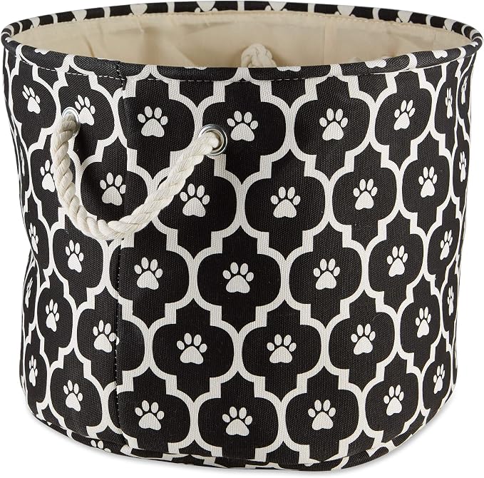 Bone Dry 6192 Pet Storage Collection Lattice Paw Print, Large Round, Black