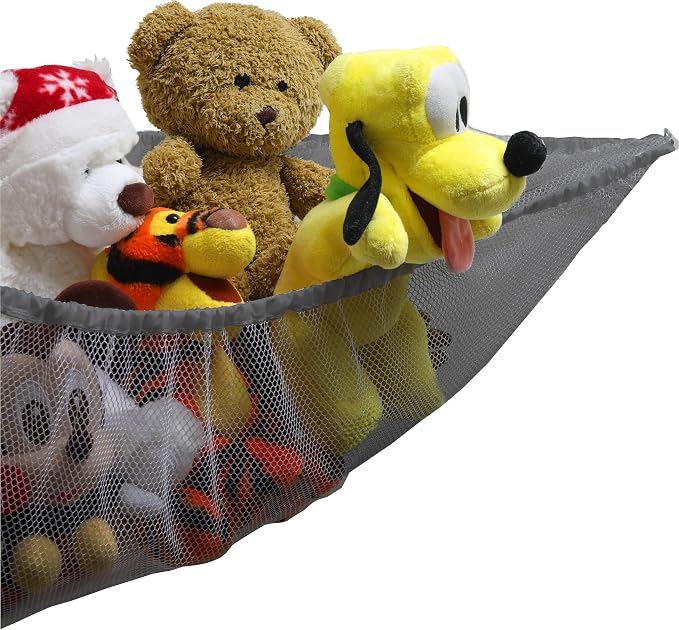 Simple Houseware 2 Pack Stuffed Animal Toy Hammock Net, Gray | Jumbo Size Corner Wall Storage for Kids Room