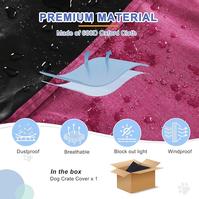 Deblue Dog Crate Cover, Durable Polyester Indoor Pet Kennel Cover | Fit for 1 2 Doors Standard Wire Cage 42.0"L x 28.0"W x 30.0"H Pink