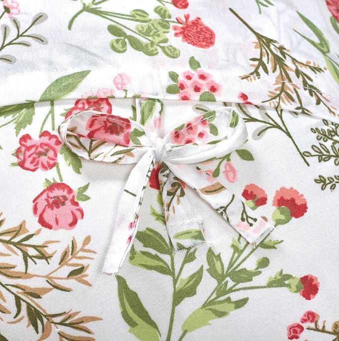 Brilliant Sunshine Multi Peach & Olive Flowers Ruffle Shams Set, 18"x18" | Patchwork Design with Ruffles, Quilted Pillow Covers, Washable Throw Cushion Cases for Couchs and Beds, Pack of 2
