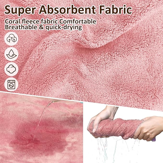 Soft Dog Bathrobe Fast Drying Dog Coat, Super Absorbent Dog Towels for After Bath, Microfiber Pet Robe Adjustable Collar & Belly Warm Keeping Dogs Coat for Pet Dogs & Cats (Pink, Small)