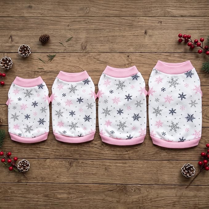 Dog Shirt, Red Snowflake Dog Clothes for Small to Medium Dogs, Unisex Dog Apparel for Holiday Celebrations, S