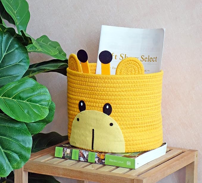 T&T Homewares Small Giraffe Baskets for Baby Diaper Organizer, Nursery Storage Room Decor, Kids Room Organizer, Cat Dog Toy Storage
