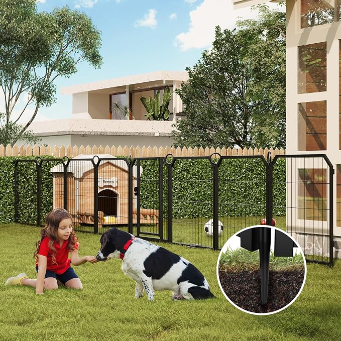 Small Dog Playpen Indoor, 32 Inch 8 Panels Metal Pet Playpen with Door, Portable Foldable Puppy Fence for Indoor Outdoor Use, Yard, RV Camping, Training Pen, Expandable Exercise Enclosure