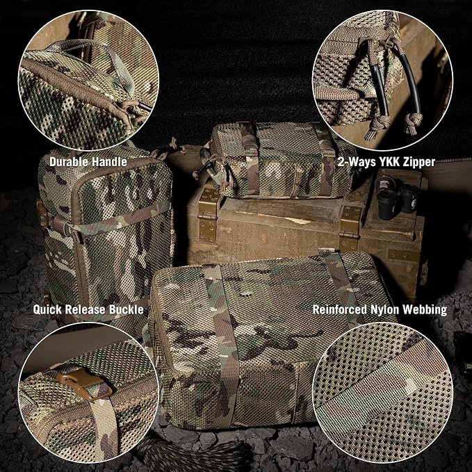 3 PCS Tactical Modular Packing Cubes, Large Capacity Mesh Storage Bag,Outdoor Travel Organize Storage Pouches Bags.