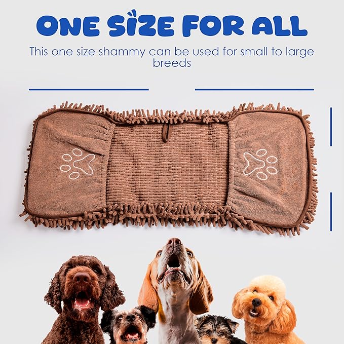 Dog Towel Microfiber – Super Absorbent Fast Dry Dog Towels for Drying Dogs, Soft Pet Bath Towel with Hand Pockets, Large & Small Dogs, Machine Washable (Coffeek)