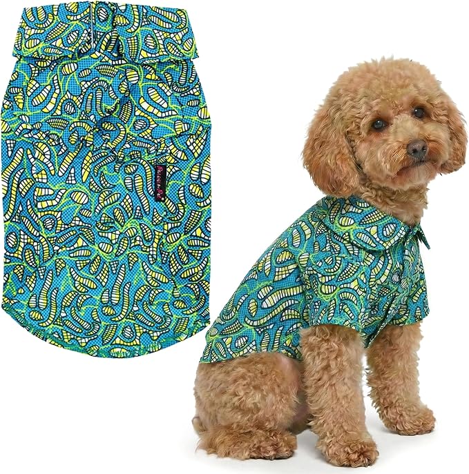 Parisian Pet Tribal Leaves Dog Shirt - Cotton Clothes for Large Dogs - Stylish Tropical Dog Outfit - Lightweight and Soft Puppy Clothes - Trendy Tshirts for Dogs - Comfortable Summer Camp Pet Apparel