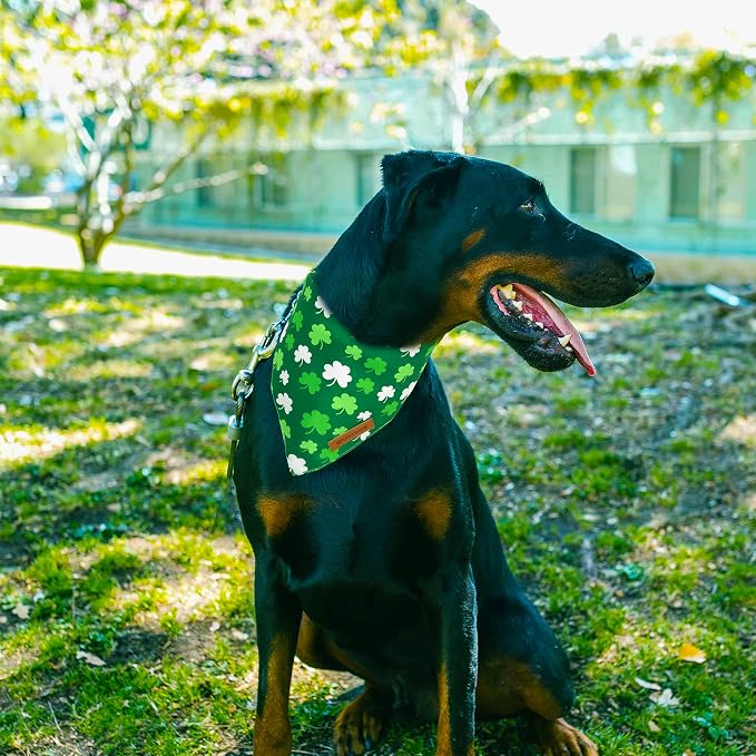 Realeaf St. Patrick's Day Dog Bandanas 2 Pack, Triangle Reversible Pet Scarf for Boys and Girls, Premium Durable Fabric, Holiday Bandana for Small and Medium Dogs (Small)