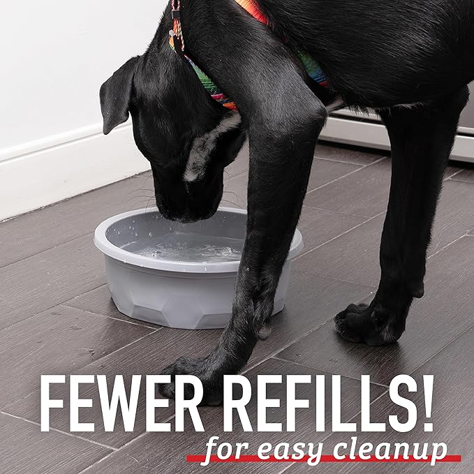 Leash Boss XL Dog Bowl (14 Cup) Hard Plastic Dog Bowl for Large Breeds - Indestructible Canine Dish for Tough Use - Outdoor Pet Water Dish - Gray
