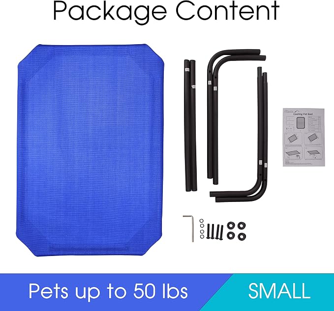 Raised Pet Cot for Small Pets, Elevated Dog Bed with Breathable Mesh, Sturdy Steel Frame for Indoor & Outdoor Use, Non-Slip Design, Easy Clean, 33-Inch Blue | Elevated Dog Bed with Breathable Mesh, Sturdy Steel Frame, Non-Slip Design, Easy Clean, 33-In...