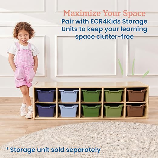 ECR4Kids Scoop Front Storage Bins, Multipurpose Organization, Earthtone, 10-Piece | Durable plastic, GREENGUARD Gold Certified, 1.2 gallon capacity, lightweight & nestable, built-in handle, classroom/home use