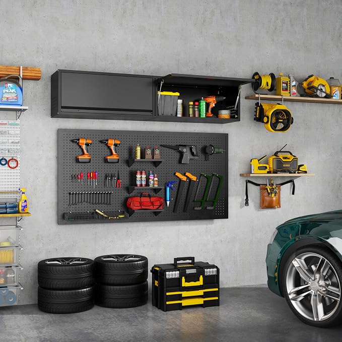 Garage Wall Cabinet, 13.8" H Metal Wall Cabinet with Up-Flip Door | Wall Mounted Metal Storage Cabinet, Upper Cabinet for Kitchen,Garage,Workshop,Warehouse, Assembly Required, Black