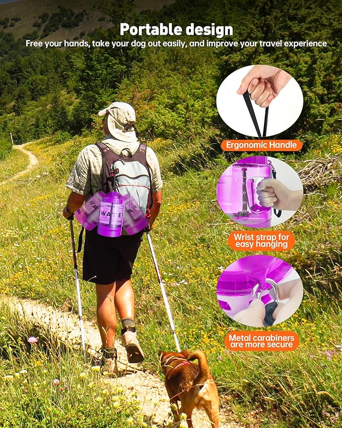 Dog Water Bottle Portable - 77 oz Dog Water Bottle with Bowl Leak Proof, 2 in 1 Pet Travel Cup Suitable Outdoor, Camping, Walking, Beach, Hunting, Large Pet Gear for Dog Lovers （Purple）