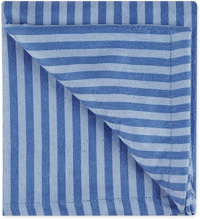 DII Design Embroidered Pet Towel, 44 x 27.5", Striped Blue