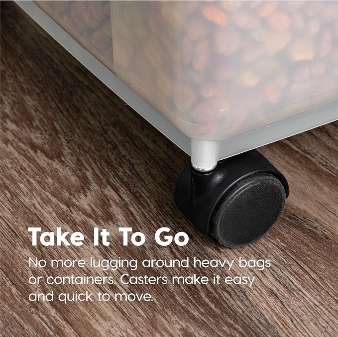 IRIS USA Dog Food Storage Container, Up to 25 lbs, Black, Made in USA | Wheels for Mobility, Airtight Seal, BPA-Free, Best for Bird Seed, Cat food, Cat Litter, Chicken Feed, Pellets
