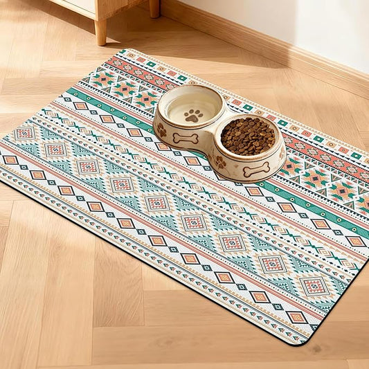 Pet Feeding Mat for Floors Waterproof Dog Mat for Food and Water Absorbent Quick Dry Non Slip mat for Cat Bowls