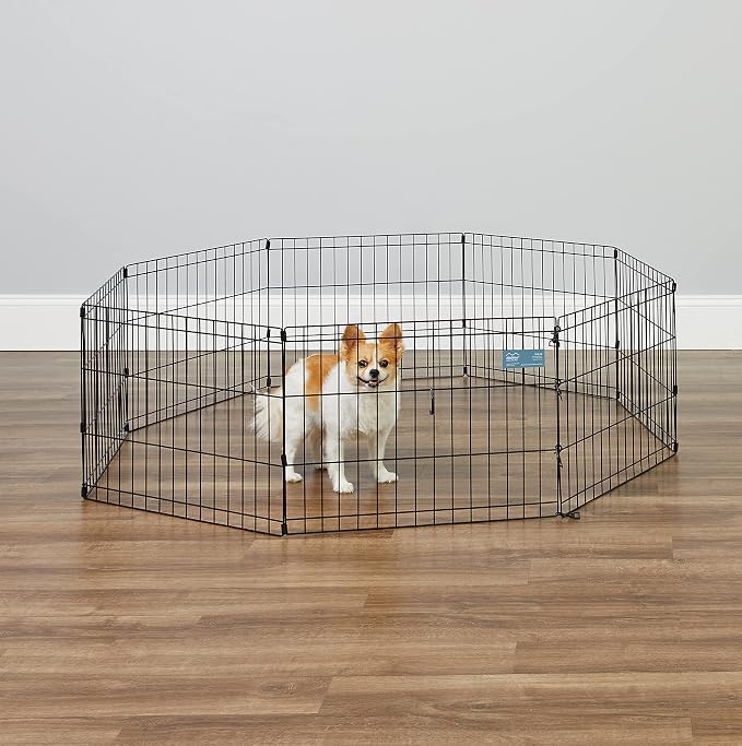 MidWest 18-Inch Exercise Pen, No Door, 16 Sq Ft Play Area | for Indoor and Outdoor Use, No Door Design for Maximum Security, Easy to Set Up, Foldable Playpen