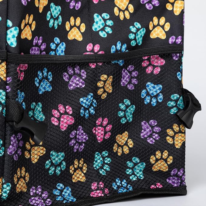 GreaterGood Collapsible Paw Print Car Trunk Organizer with 6 Pockets Truck SUV and Sedan Caddy With Compartment Vehicle Storage Container (Argyle Paws)