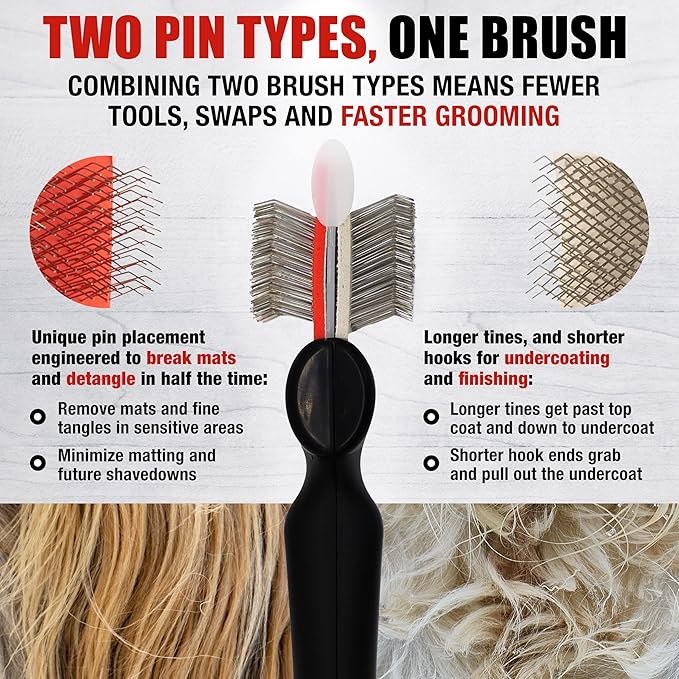 FlexIt Home - Flexible Slicker Brush for Dogs - Dog Grooming Brush for Poodles, Golden Doodles, Huskies, Retrievers, and Labradoodles - Professional 3-in-1 System & Video Trainings (Single, Firm Flex)