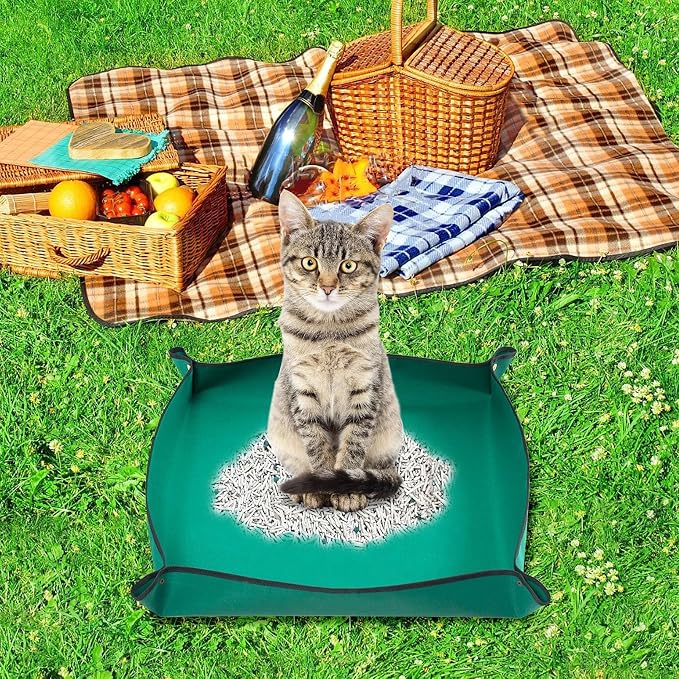 BNOSDM Travel Litter Boxes for Cats Foldable Litterbox Kit Portable Litter Box with Scoop Bowl Waterproof & Non-Stick for Car, Hotels, Outings, Indoors, Temporary Stays