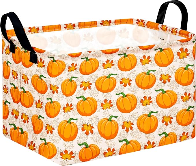Baby Storage Basket Nursery Box Laundry Hamper Organization Bins for Toys and Clothes with Handles (Autumn Festival)