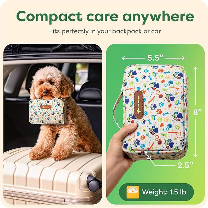 KeepGoing Pet First Aid Kit for Dogs & Cats, 99 Pc. Travel Emergency Kit | Dog & Cat Travel Accessories for Car, Camping & Hiking, Pet Essentials & Supplies