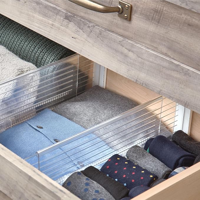 iDesign Expandable Deep Drawer Dividers, Set of 4, Clear | Kitchen, Dresser, Desk Drawers