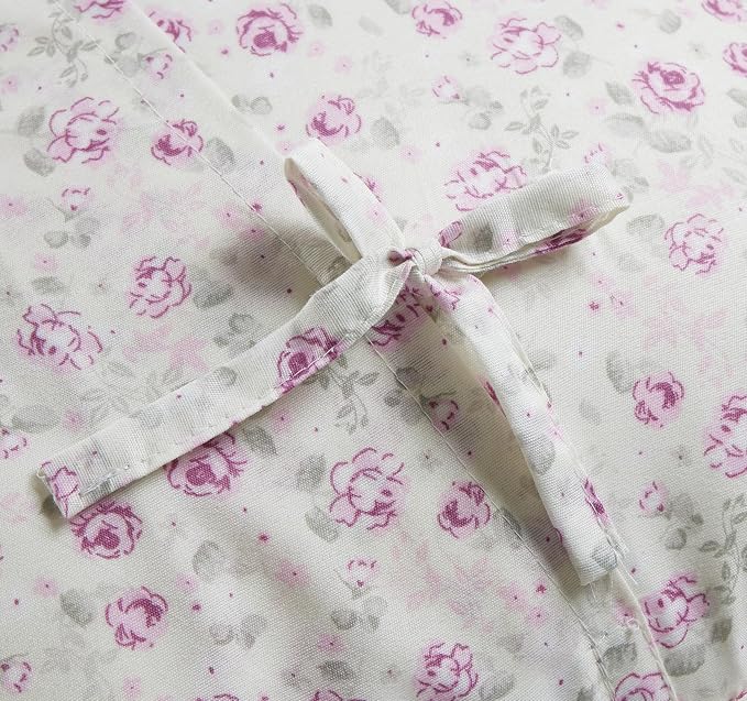 Brilliant Sunshine Grey Cupid & Pink Roses Ruffle Pillowshams Set, 18"x18" | Patchwork Design with Ruffles, Quilted Pillow Covers, Washable Throw Cushion Cases for Couchs and Beds, Pack of 2