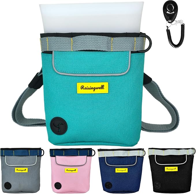 Raisingwell Dog Treat Pouch for Pet Walking and Training with Clicker 2 Cup Silicone Bag Small Fanny Pack Holder for Puppy Snack Dispenser Kit for Leash and Outdoor Use (Green)