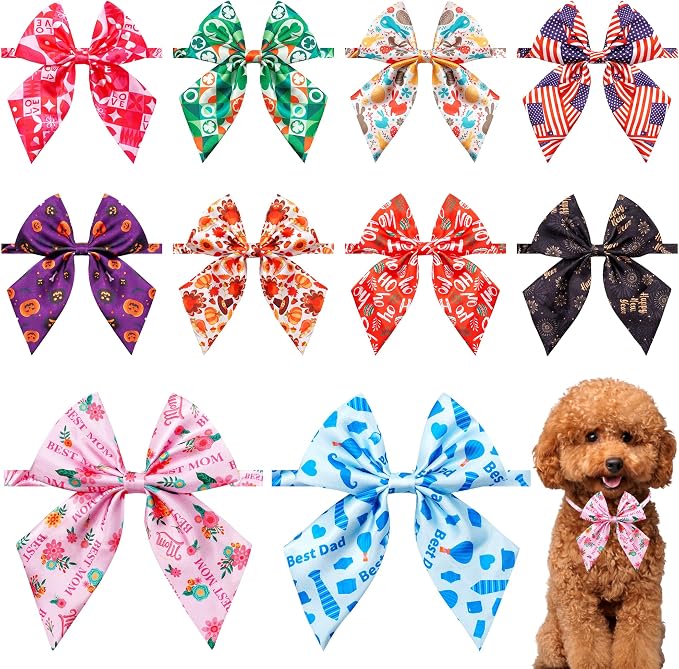 PET SHOW 10 Pack Holiday Sailor Dog Bowties for Small Dogs