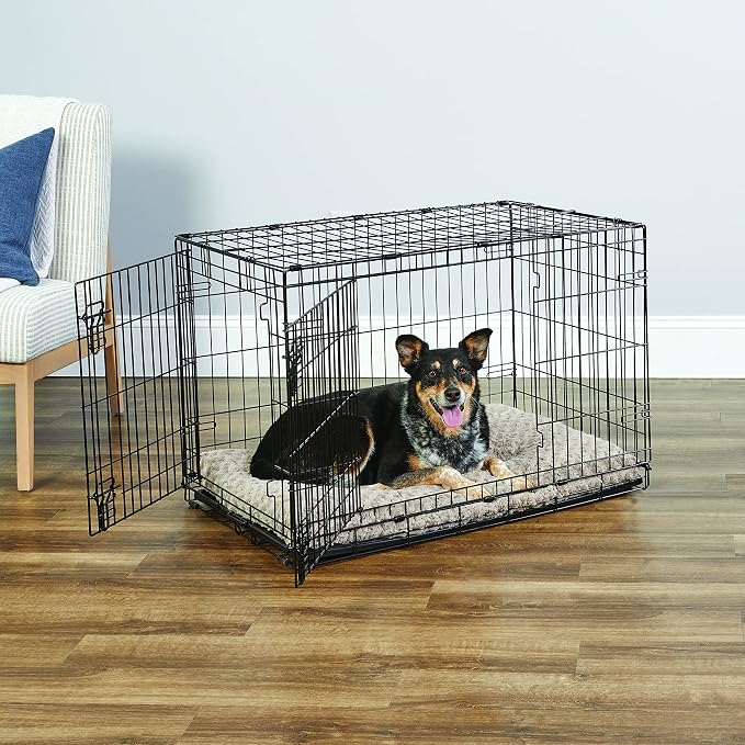 New World by Midwest 36-Inch Double Door Crate, M-L Breeds, 41-70 lbs | Folding Dog Crate, Leak-Proof Tray & Secure Latches, Portable, Durable & Easy to Assemble