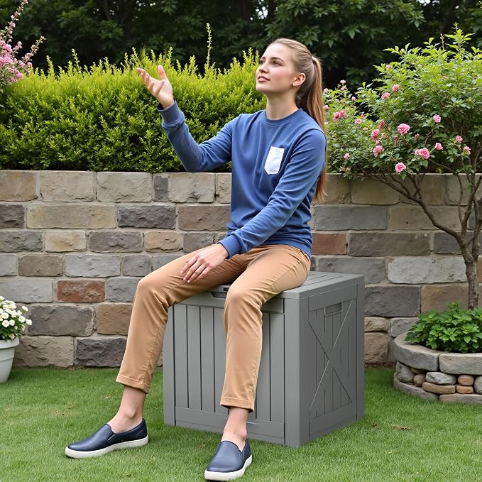 Devoko 40 Gallon Deck Box Lockable Outdoor Storage Box Waterproof for Patio | Weatherproof Use Indoors Outdoors, Holds Patio Cushions, Garden Tools & Pool Supplies, Easy 15-min assembly.