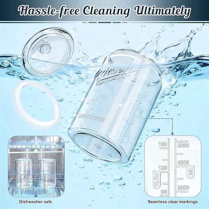 Glass Cookie Jars with Lids Airtight, 1.5 Gallon Glass Jar, 2 Pack | 5.7''Wide Mouth, Glass Lid, Scale Mark, Heavy Duty Glass Canisters for Kitchen Counter, Pantry, Sugar, Dog Treat