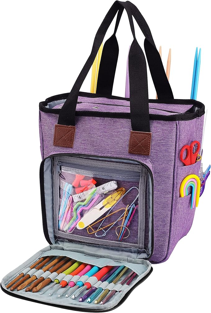 crochet bag,knitting bagBackpack and Tote Bag Storage Bag ，Large capacityYarn Storage Organizer Travel Crochet Bag Women Carrying Crochet Accessories Knitting Needles Crochet