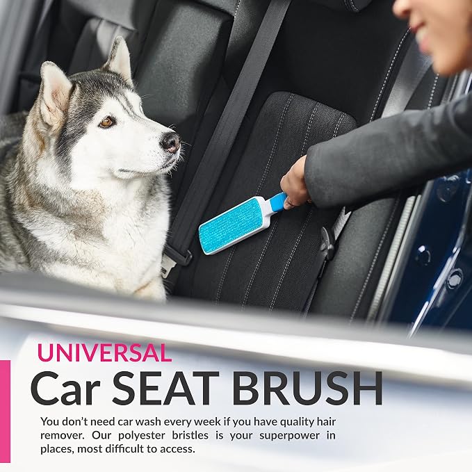 Pet Hair Remover Brush - Lint Brush - Fur Remover - Fur & Lint Removal - Dog & Cat Hair Remover - Double-Sided Brush with Self-Cleaning Base - for Furniture Clothing Car Seat