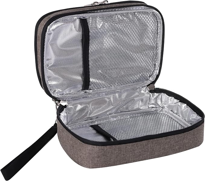 apollo walker Insulin Cooler Travel Case with Ice Packs and Insulation | TSA Approved Includes 2 x 90g ice packs for 9-hour cooling insulin pens & syringes for Diabetics to Carry (Gray)