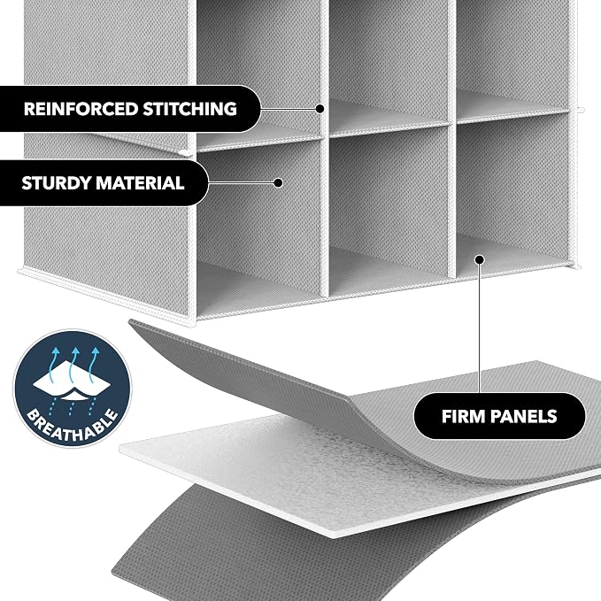 Simple Houseware 24 Section Shelves Hanging Shoes Organizer, Gray | 3 Metal Hooks, 8 Tier, Holds Up to 24 lbs