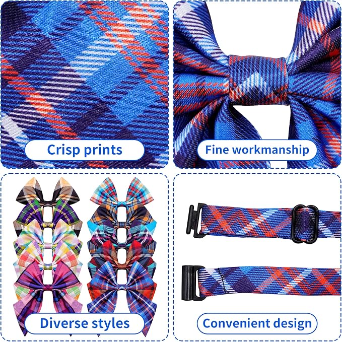 PET SHOW 10 Pack Plaid Sailor Dog Bowties for Large Dogs